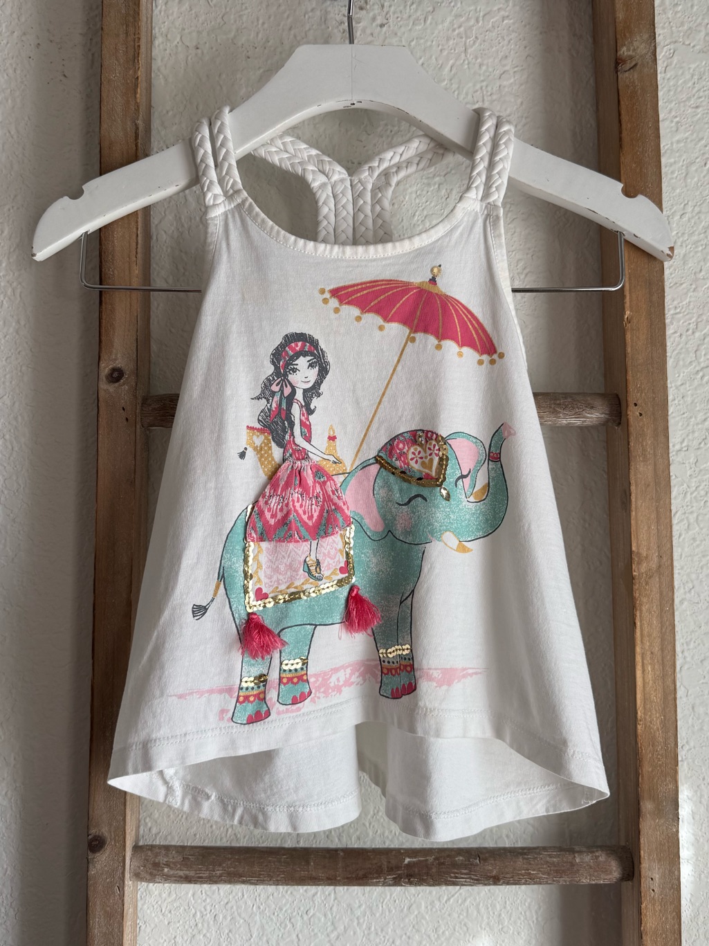 Jillians Closet Boho Style Graphic Braided Straps Tank Top Sz: Small Or 4 Girls